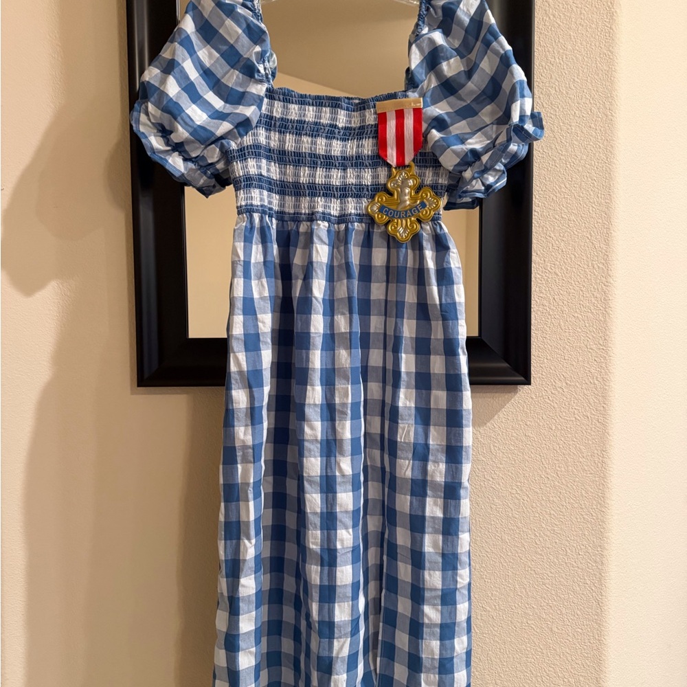 Blue and White Gingham Dress with Puff Sleeves-Dorothy wizard of oz costume